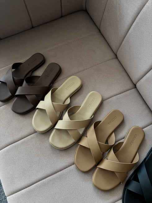 Criss Cross Slid-On Sandals